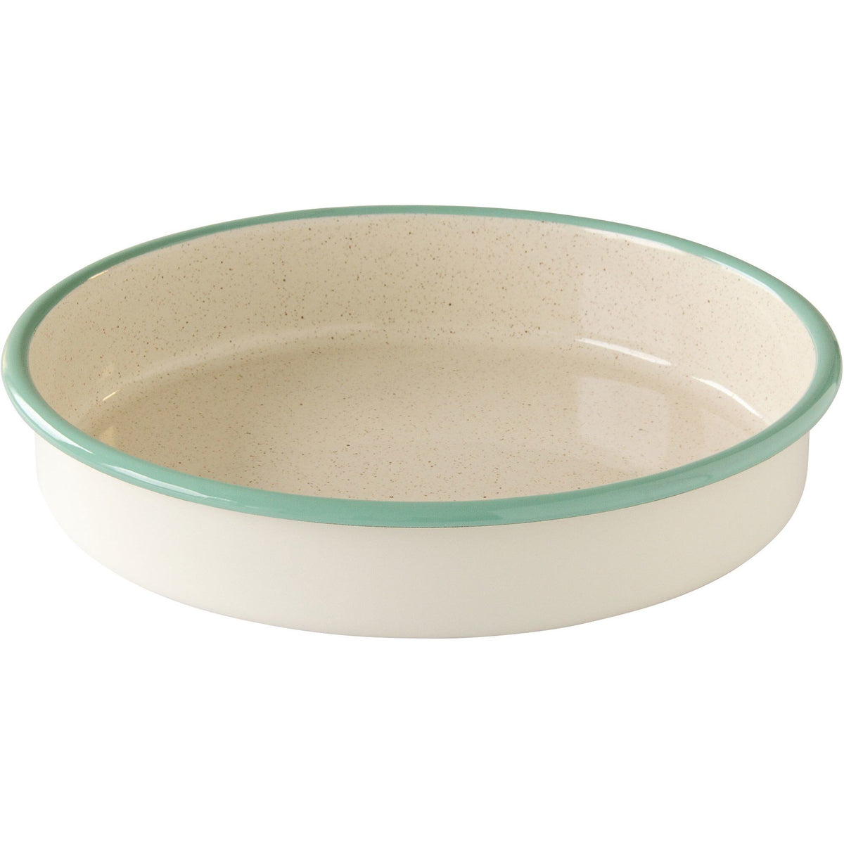 Rundt ovnfast fad i emalje fra Kockums Jernverk, 28 cm, i cream lux