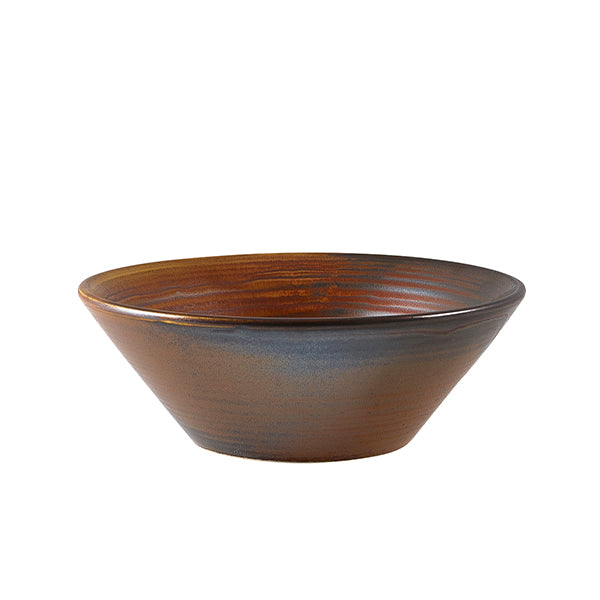 Rustik kobber Terra skål på 14 cm fra Genware i porcelæn med reaktiv glasur
