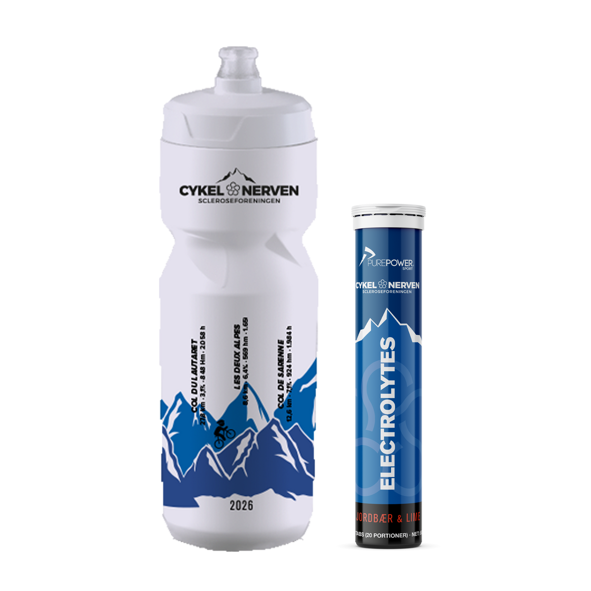 PurePower Cykelnerven Hydro Kit med drikkedunk og rør med Hydro-tabs