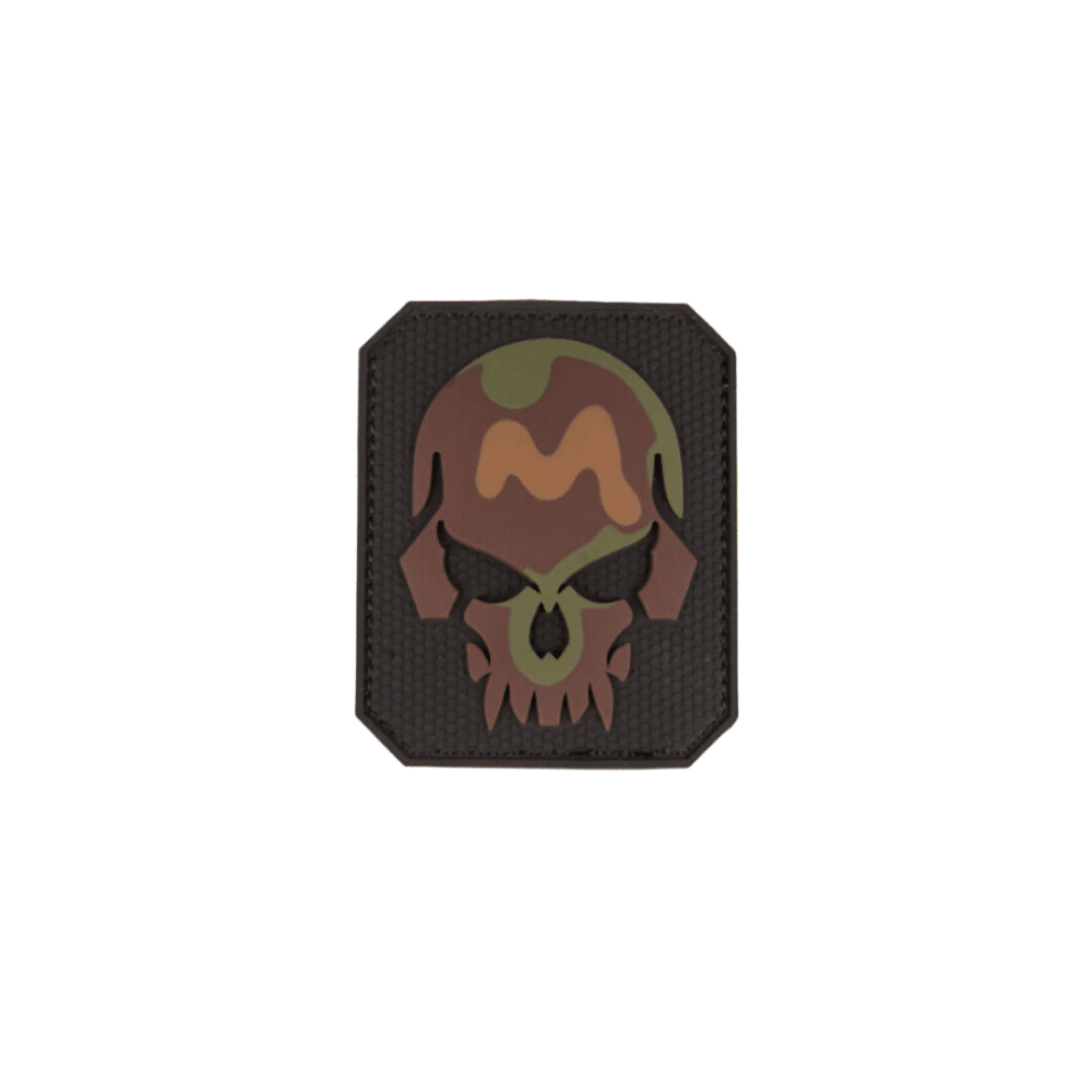 Stor camo kranie patch på 8 x 6,5 cm til skoletaske