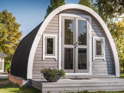 Isoleret luksus campinghytte på 18,5 m² som havehus med bløde kanter