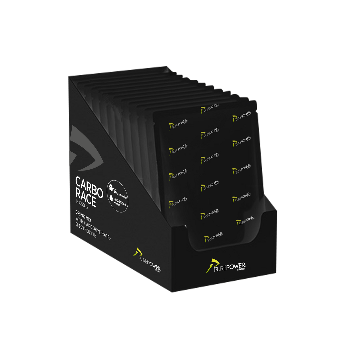 PurePower Carbo Race Elektrolyt kulhydratpulver med citrussmag, 12 x 50 g