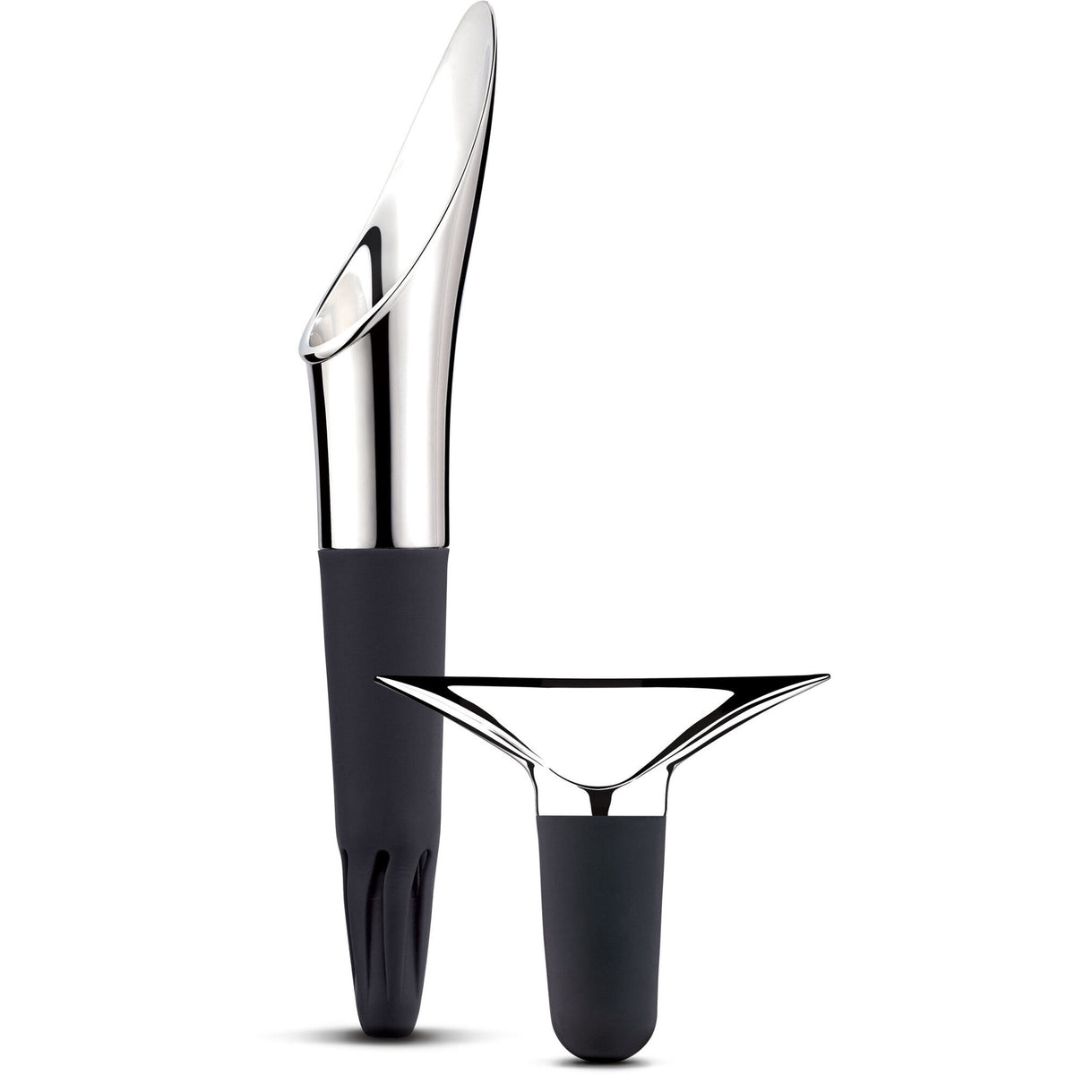 Vinsæt med vinprop og skænkeprop i rustfrit stål og sort plast fra Georg Jensen