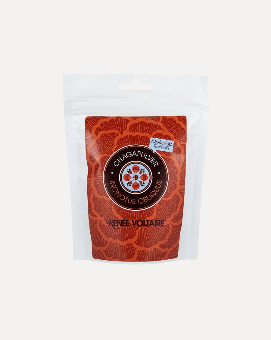 Pakke med økologisk Chaga pulver fra Renée Voltaire, 100 g