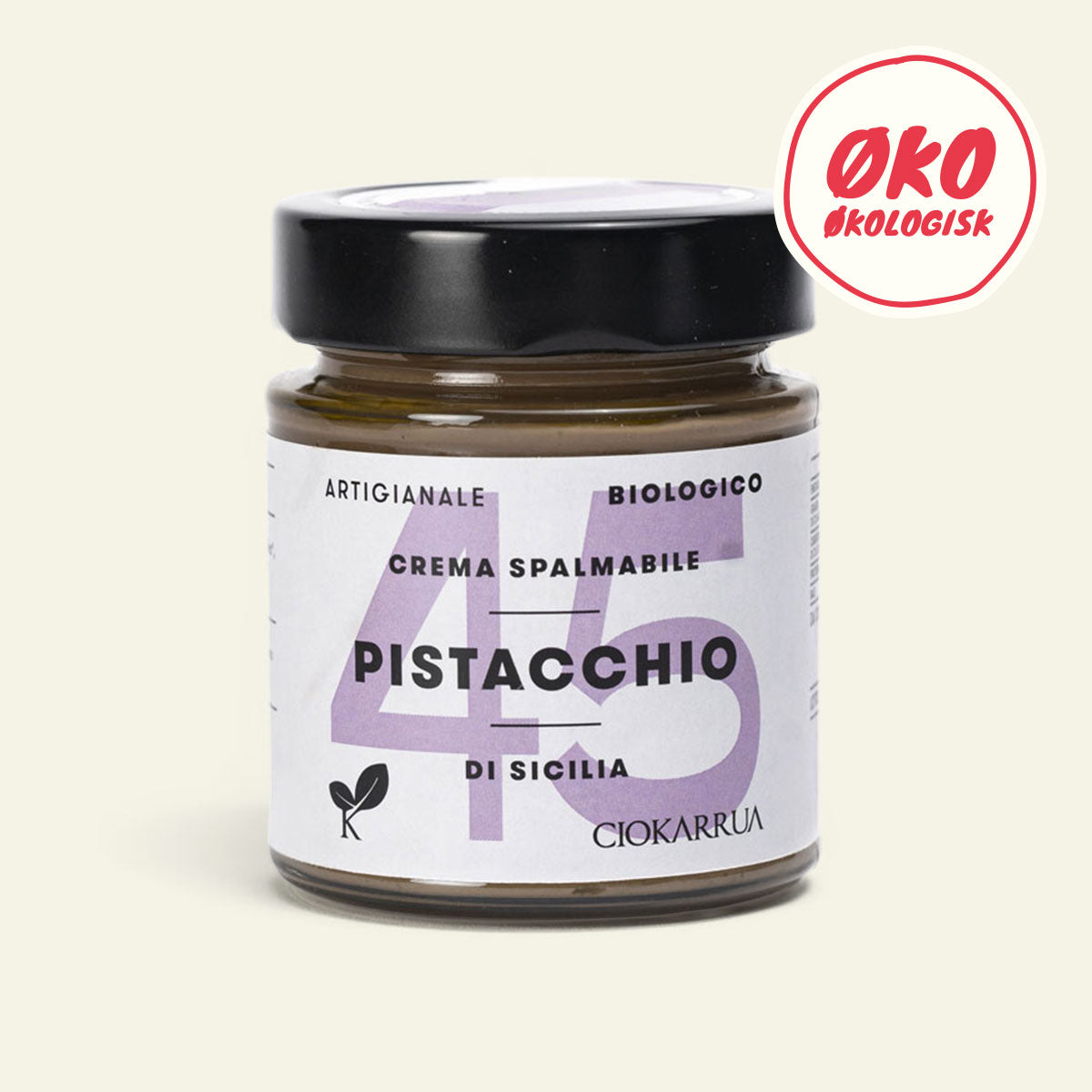 Ciokarrua økologisk pistaciecreme på glas