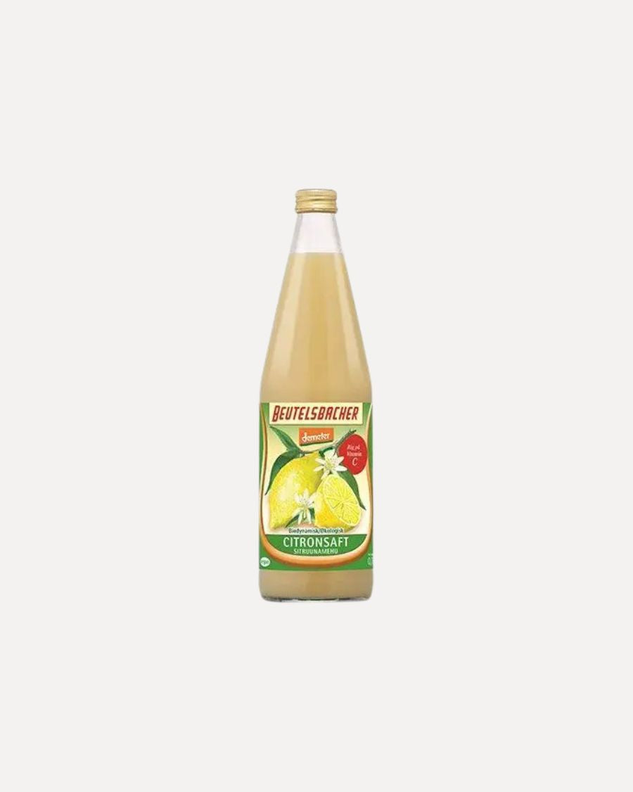 Flaske med Beutelsbacher økologisk biodynamisk citronsaft, 750 ml