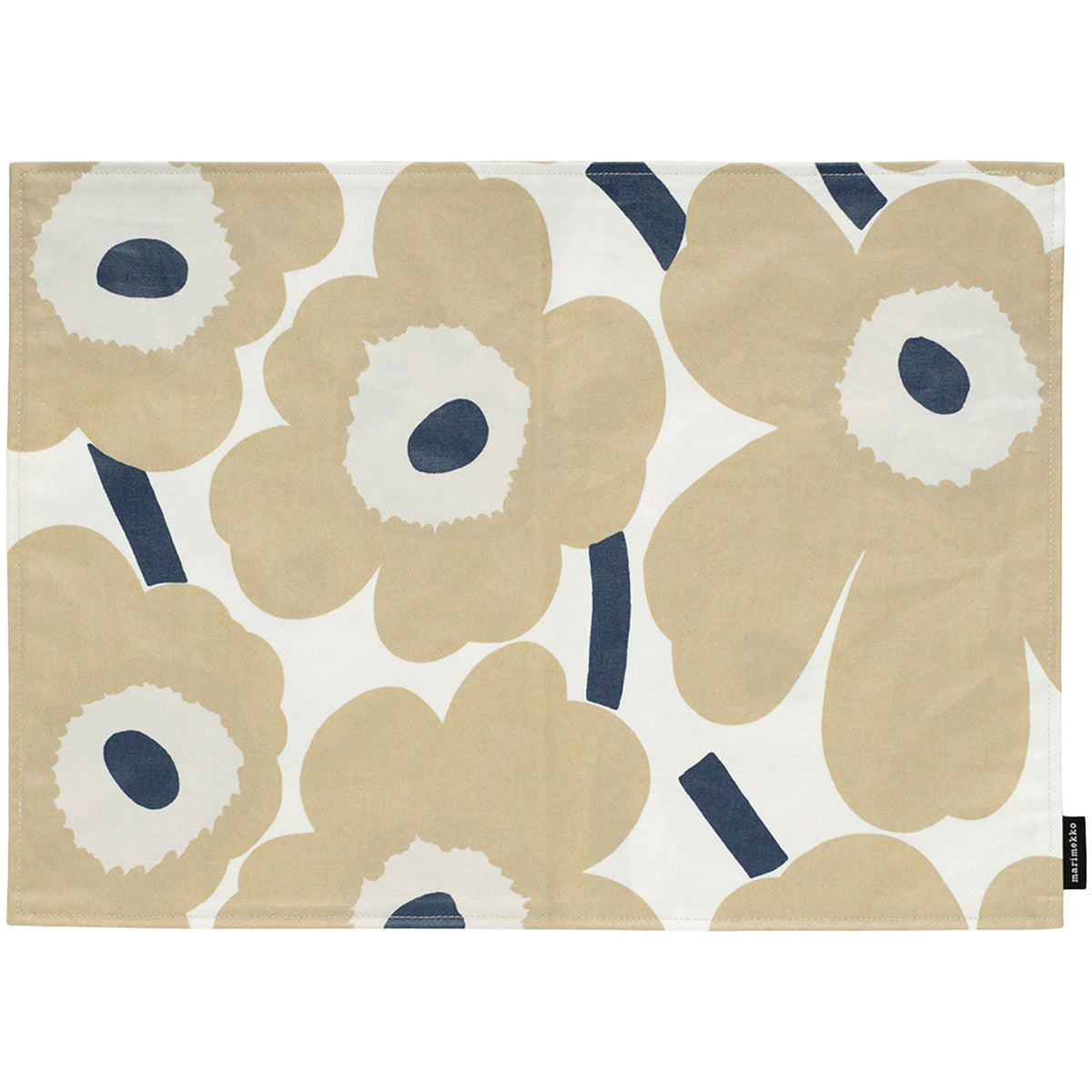 Marimekko Unikko dækkeserviet i hvid, beige og mørkeblå