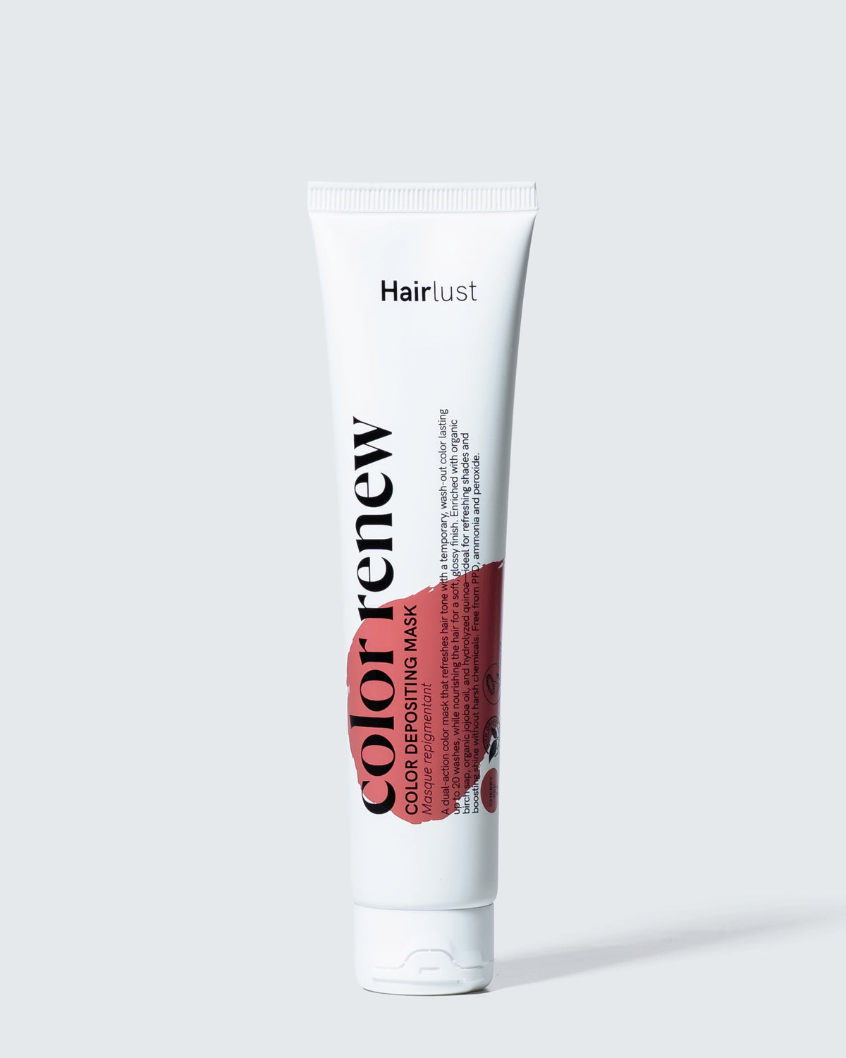 Hairlust Color Renew Color Depositing Mask i den kirsebærrøde nuance Cherry Red