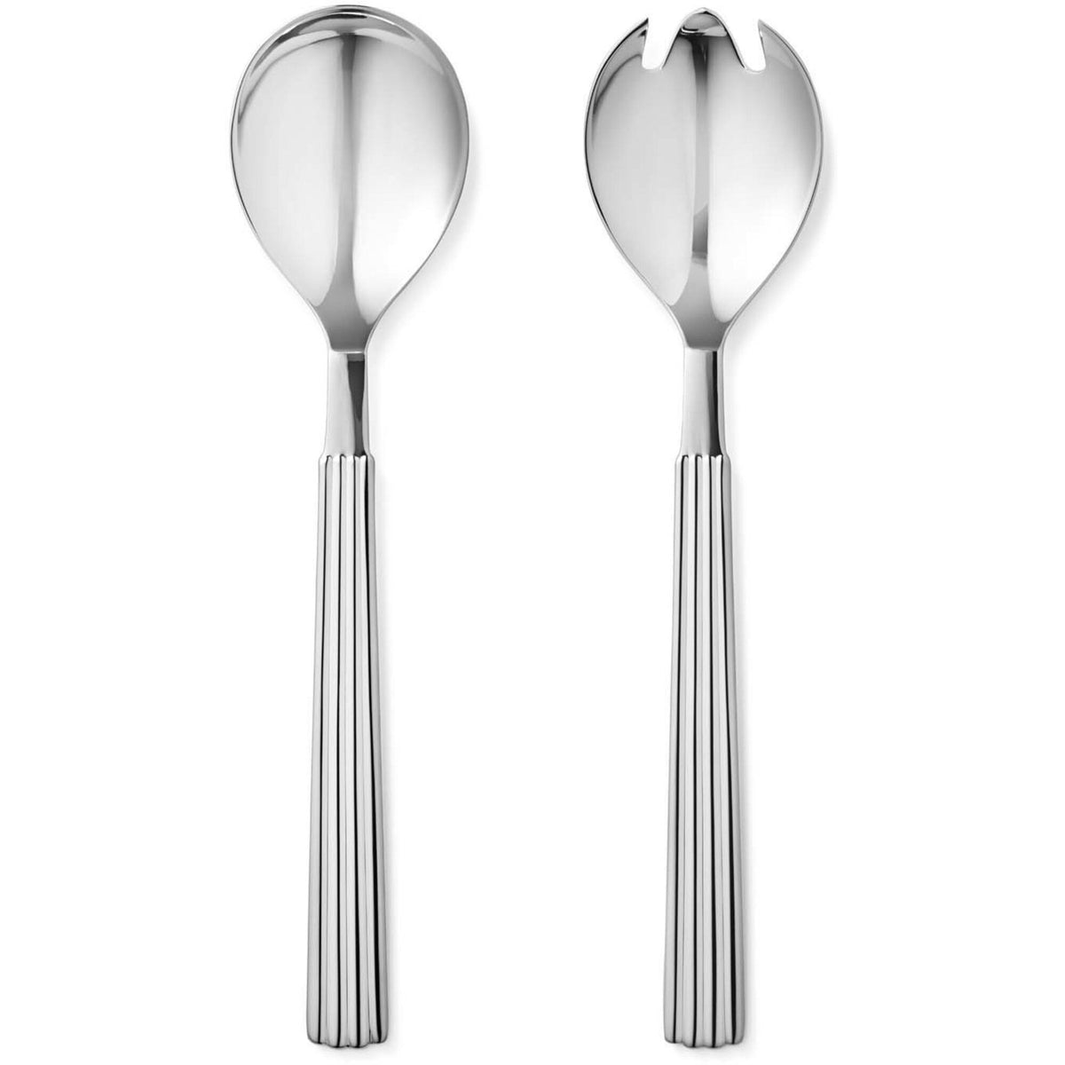 Salatserveringssæt fra Georg Jensens Bernadotte-kollektion med fine, riflede linjer
