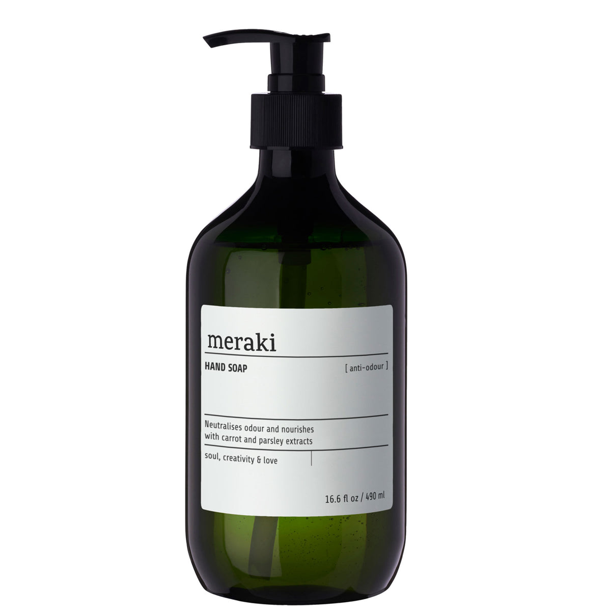 Meraki anti-odour håndsæbe 490 ml i stilren flaske