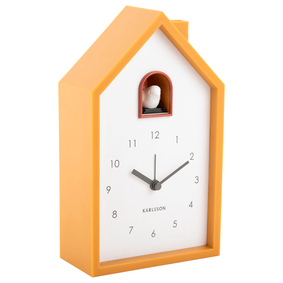 Gult kukur vækkeur med fuglekvidder og snooze-funktion