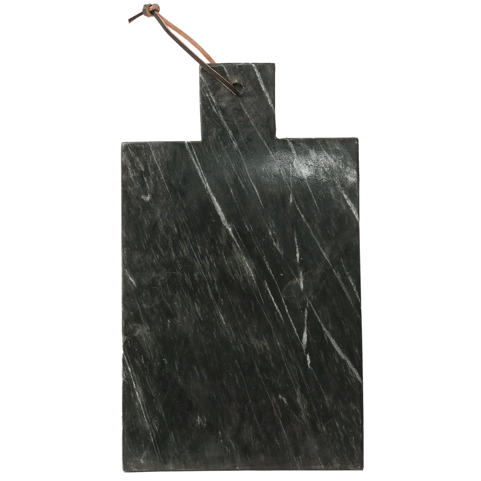 Skærebræt i sort marmor, 39 x 23 cm, med snor til ophæng