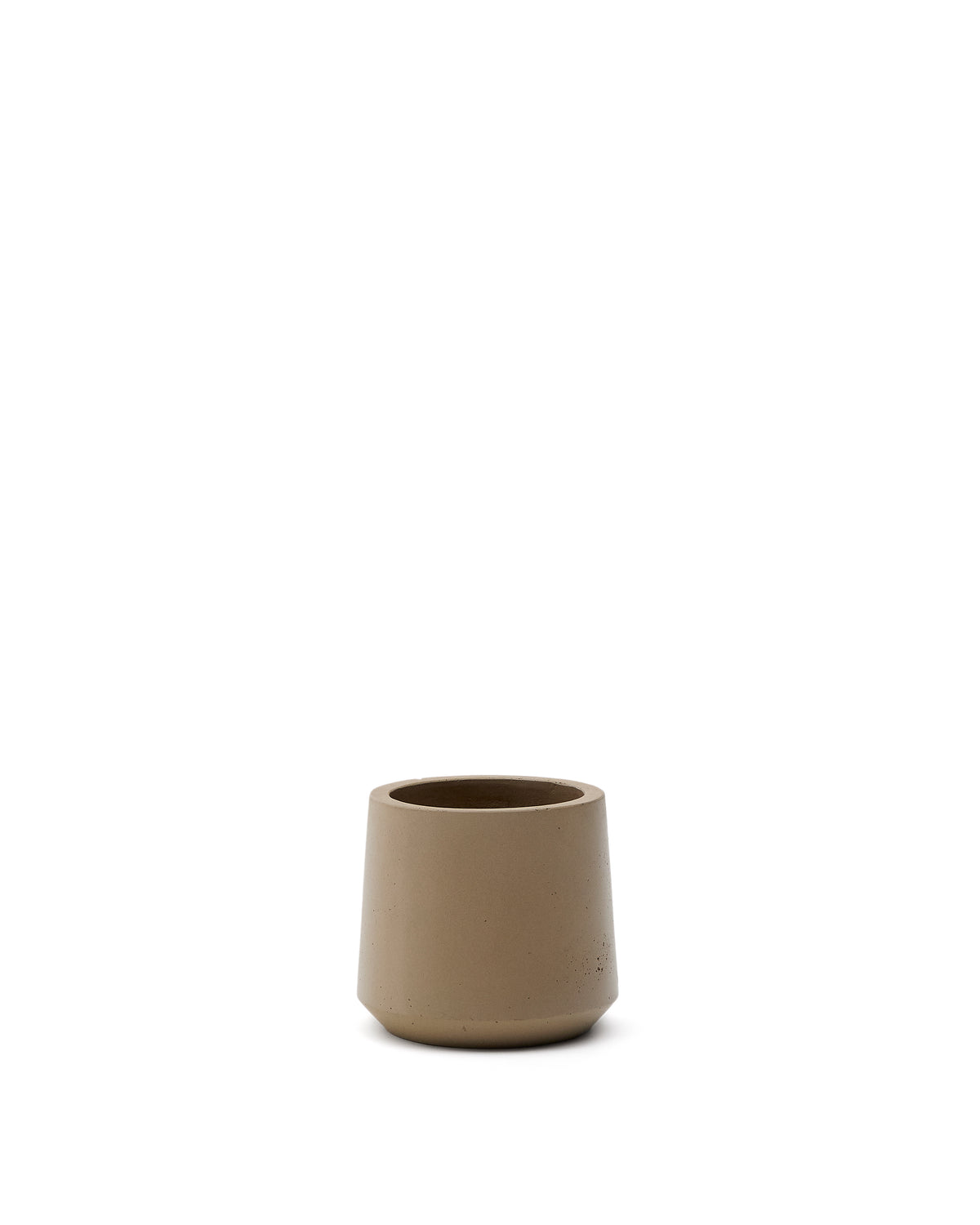 Kave Home Calun krukke, rund, i beige cement med en diameter på 32 cm