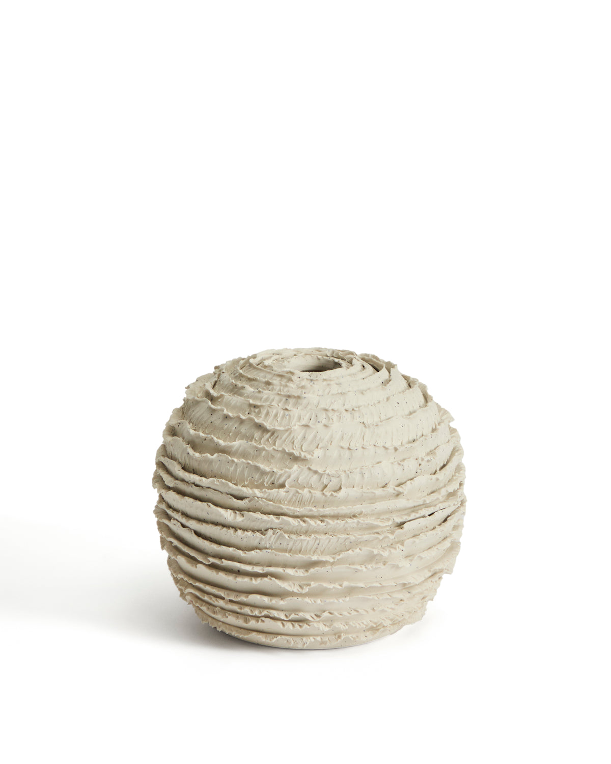 Kave Home Evania rund vase i beige keramik, diameter 16,5 cm