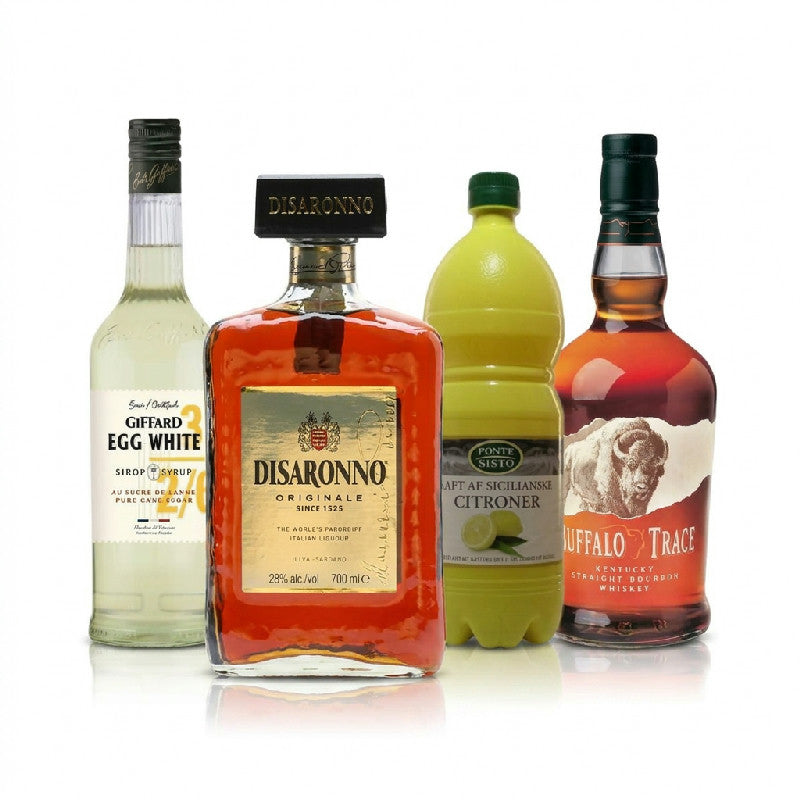 Drinkspakke med ingredienser til Amaretto Whiskey Sour cocktail