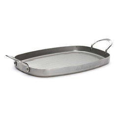 Rektangulær De Buyer grillpande fra Mineral B-serien, 38 x 26 cm, med to håndtag