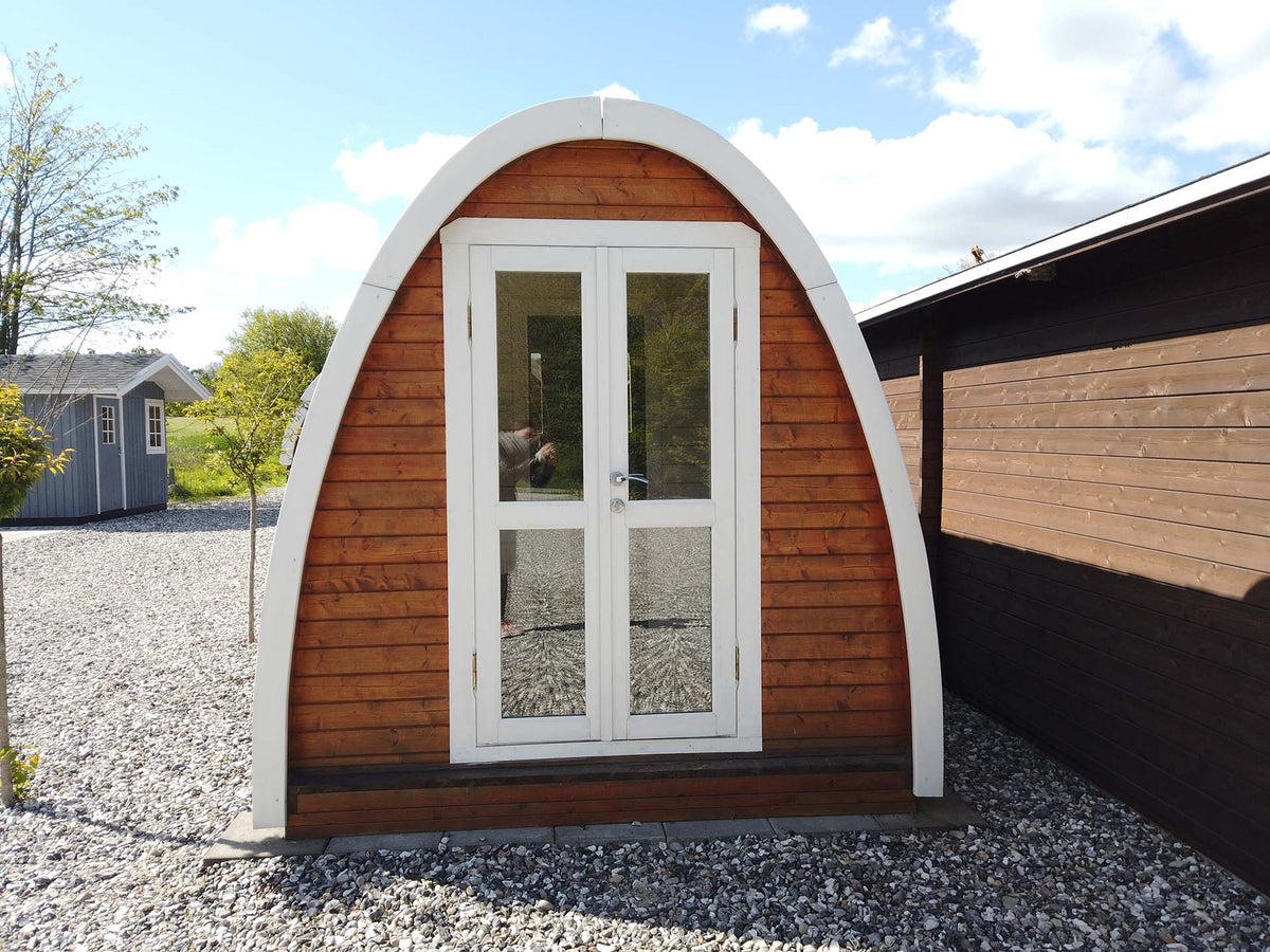 Sauna Pod 2 havesauna med afrundet design fra Sølund Huse