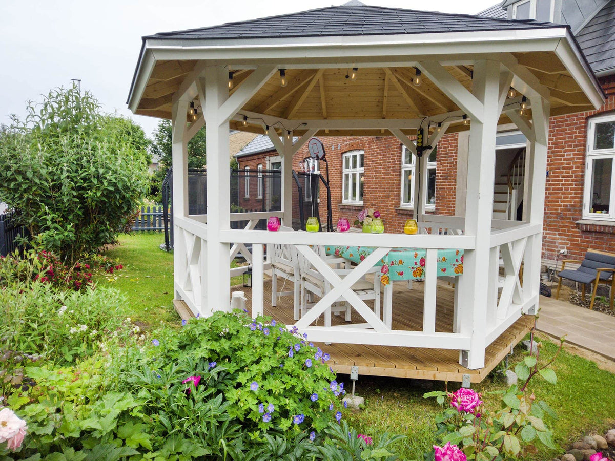 Åben gazebo-pavillon Betty, 9,9 m², fra Sølund Huse