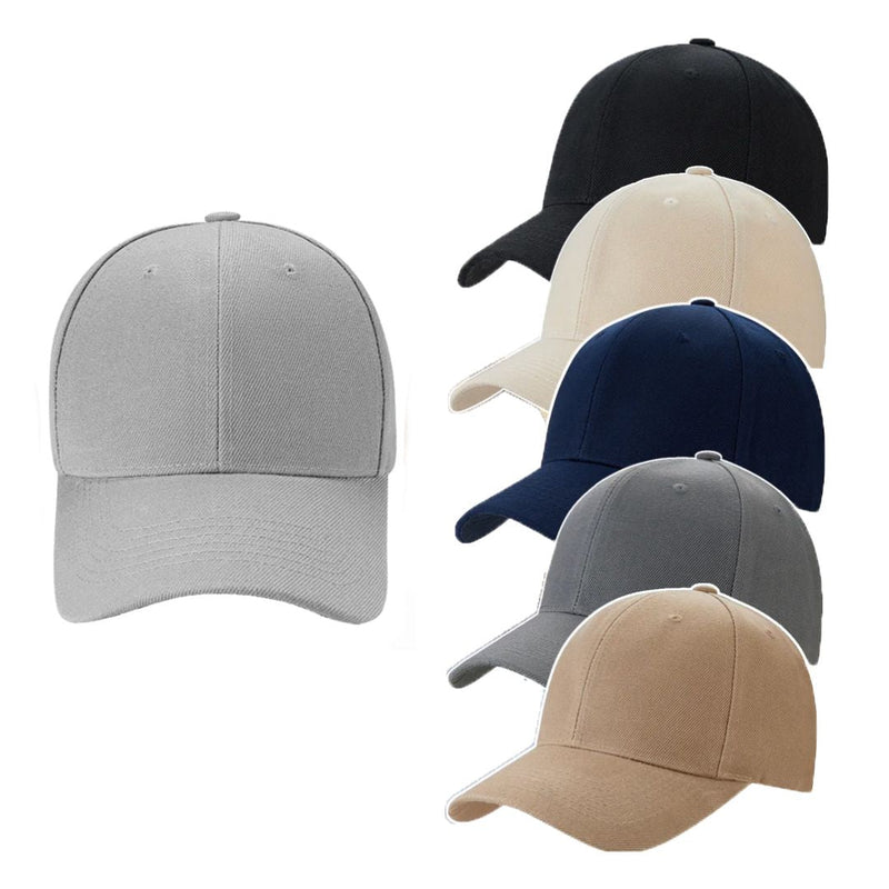 Caps / Baseball Kasket ensfarvet  - grå, hvid, sort eller khaki