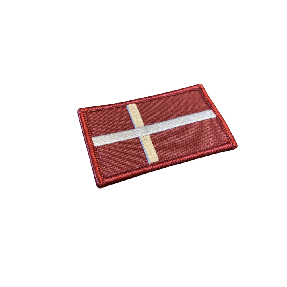 Dannebrog patch til skoletaske, 4 x 7 cm