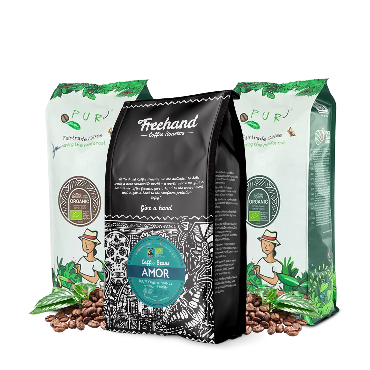 Smagskasse med kaffe fra Puro og Freehand på 3 kg