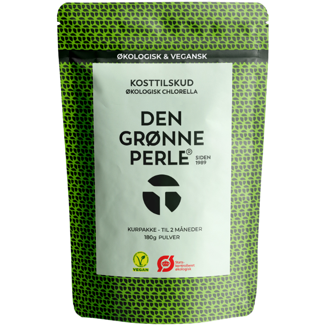 Pakning med økologisk chlorella fra Den Grønne Perle, 180 g