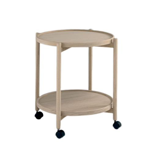James rullebord i egetræ fra Thomsen Furniture, 50 cm i diameter og 58 cm højt