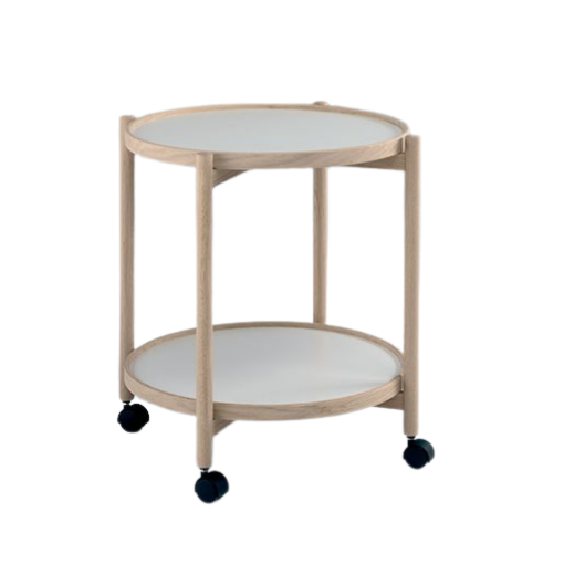 Thomsen Furniture James rullebord i eg med bakker i sort og hvid melamin