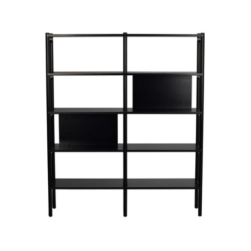 Rowico Home Holton bogreol i sort lakeret egetræ med ti hylder