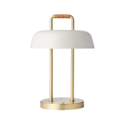 Light by Hammel Heim opladelig bordlampe med base i messing og hvid lampeskærm
