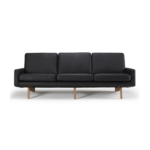 Sort læder 3-personers sofa K200 fra Nordly