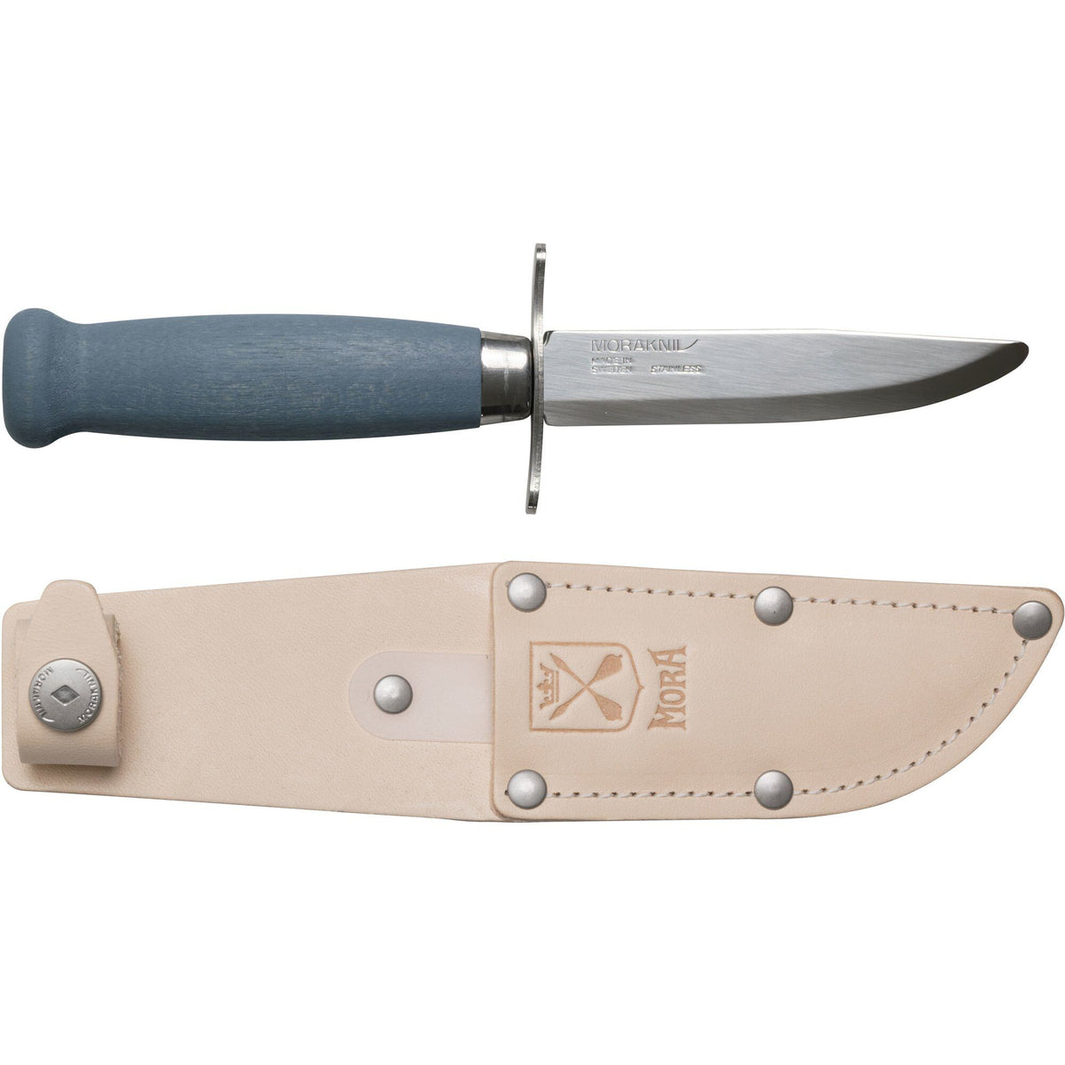 Morakniv Scout 39 Safe friluftskniv til børn med birketræshåndtag i farven blåbær