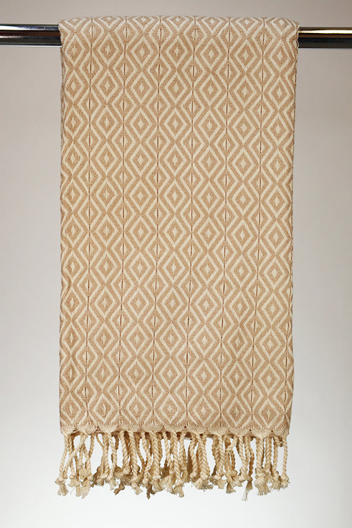 Beige tyrkisk hamam-håndklæde i serien Double sided Diamond, 90 x 180 cm