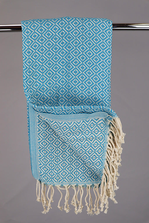 Tyrkisfarvet Hamam Double Sided Diamond gæstehåndklæde, 50 x 100 cm