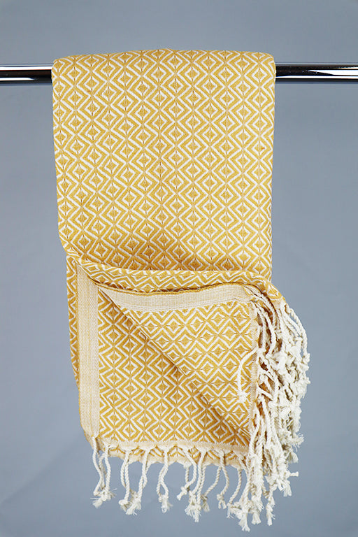 Gult Hamam Double Sided Diamond gæstehåndklæde, 50 x 100 cm