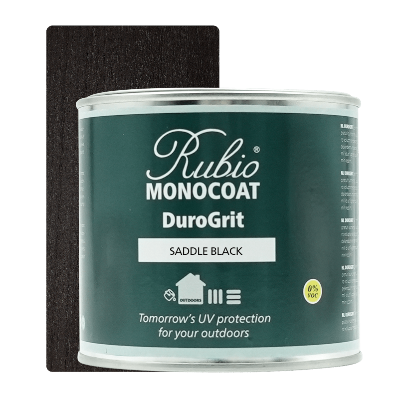 Rubio Monocoat DuroGrit udendørs træolie i farven Saddle Black, 0,5 L