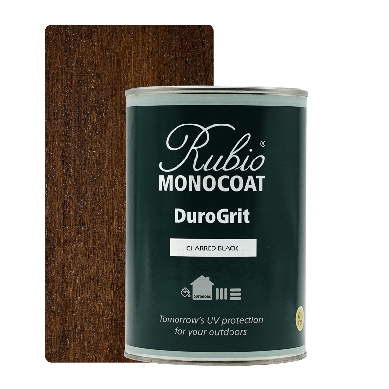 Rubio Monocoat DuroGrit udendørs træolie i farven Charred Black, 1 L