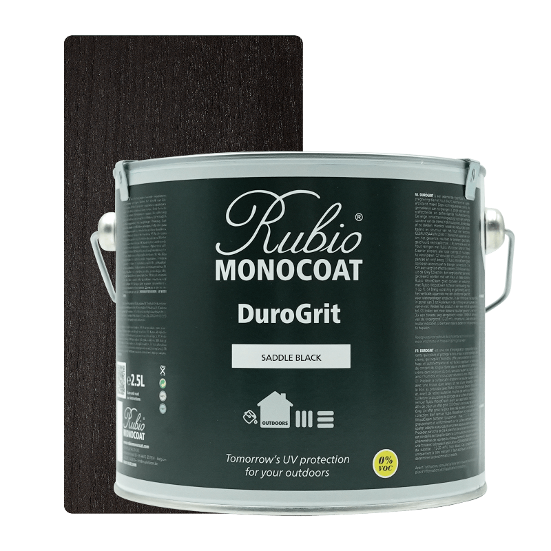 Rubio Monocoat DuroGrit udendørs træolie i farven Saddle Black, 2,5 L