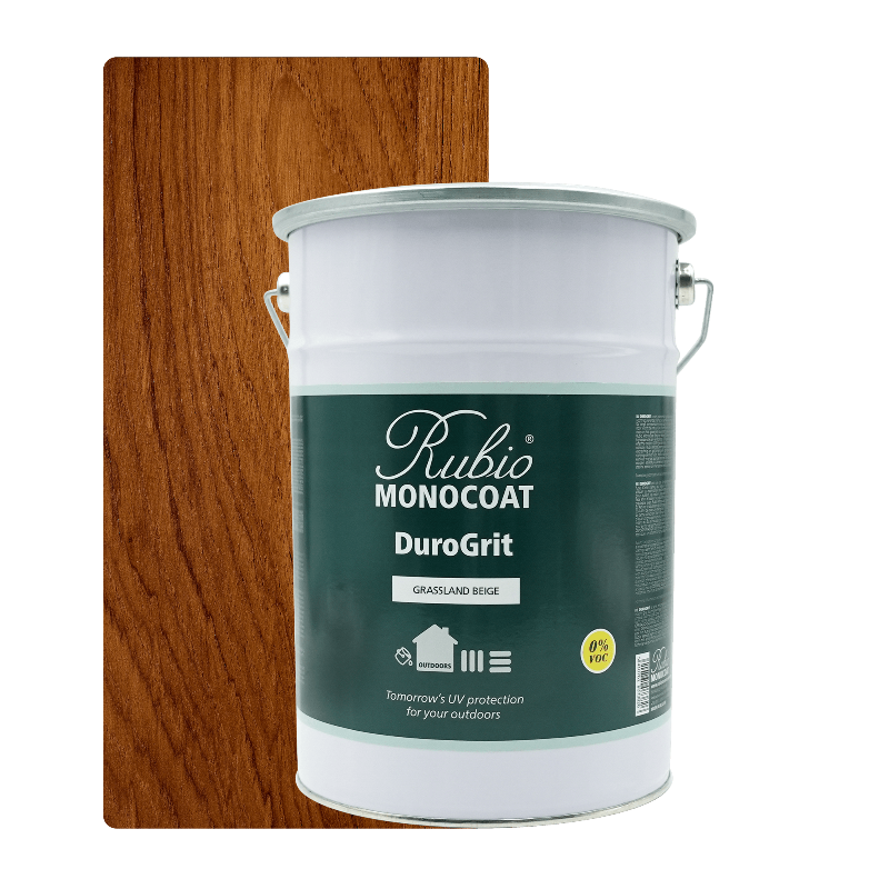 Rubio Monocoat DuroGrit udendørs træolie i farven Grassland Beige, 5 L