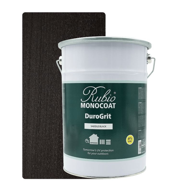 Rubio Monocoat DuroGrit udendørs træolie i farven Saddle Black, 5 L