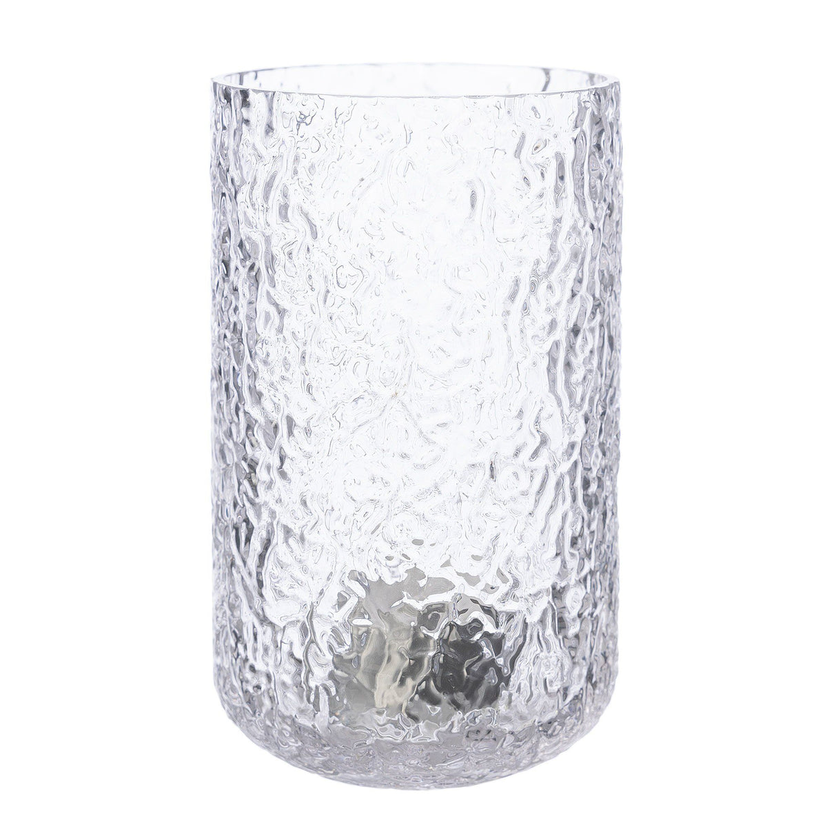 Ernst lysestage på 15 cm i mønstret struktureret glas