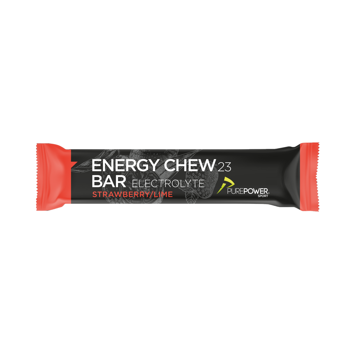 PurePower Energy Chew Bar 23 Elektrolyt med jordbær og lime, 30 g