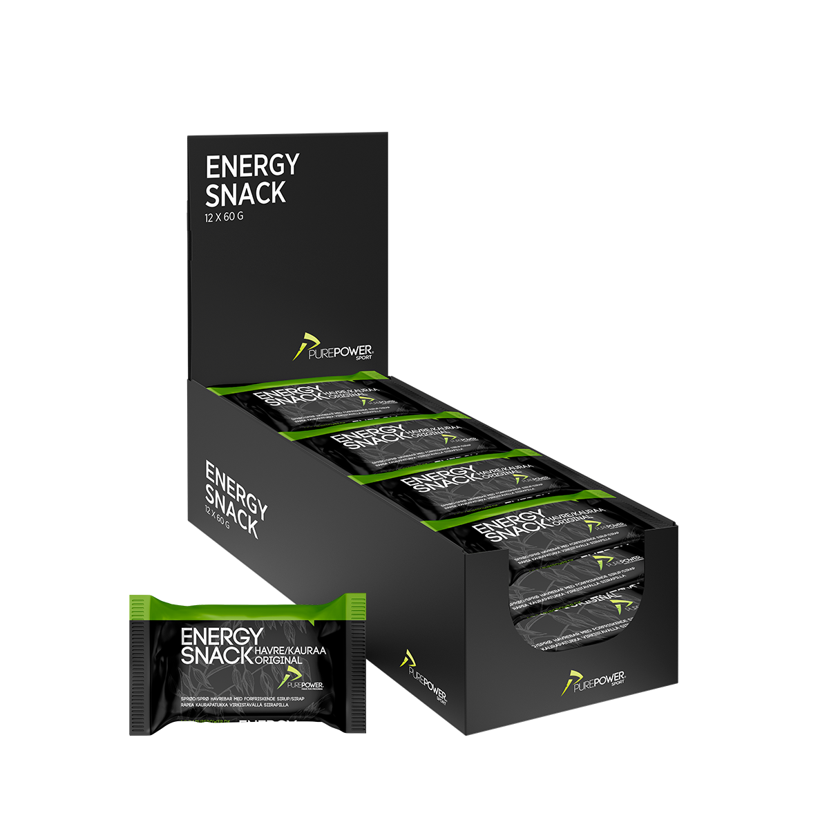 Kasse med 12 PurePower Energy Snack Original, 50 g pr. bar