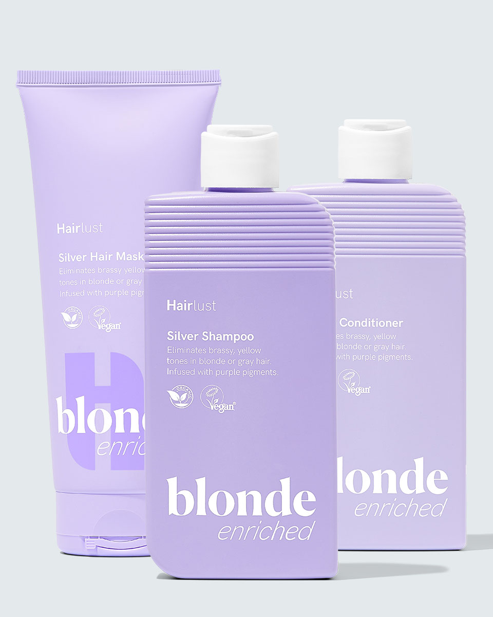 Hairlust Enriched Blonde Bundle, silver hårplejesæt til lyst hår