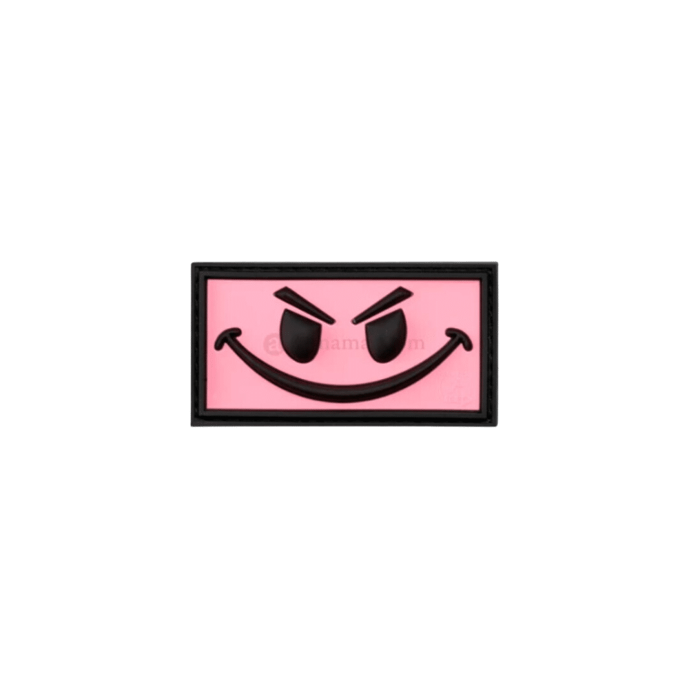Pink Evil Smile patch på 62 x 33 mm til skoletaske