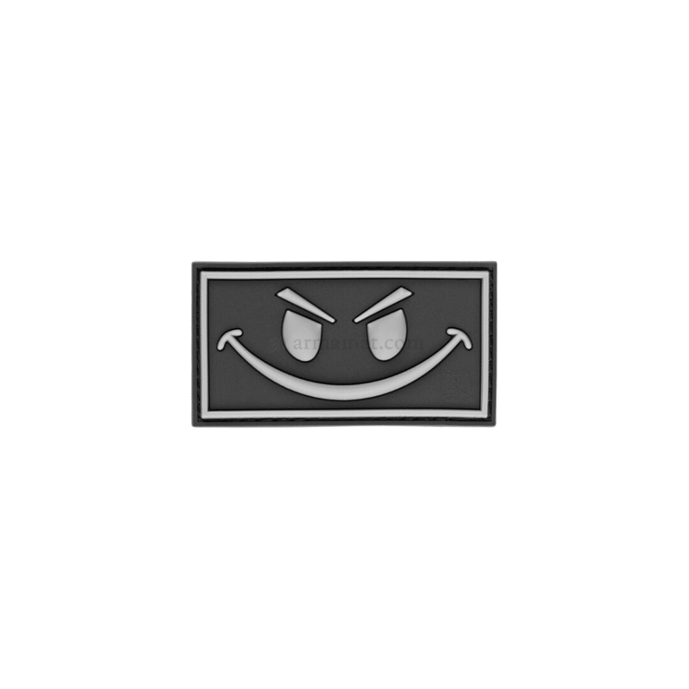 Sort Evil Smile patch med skræmmende smil til skole- eller rygsæk