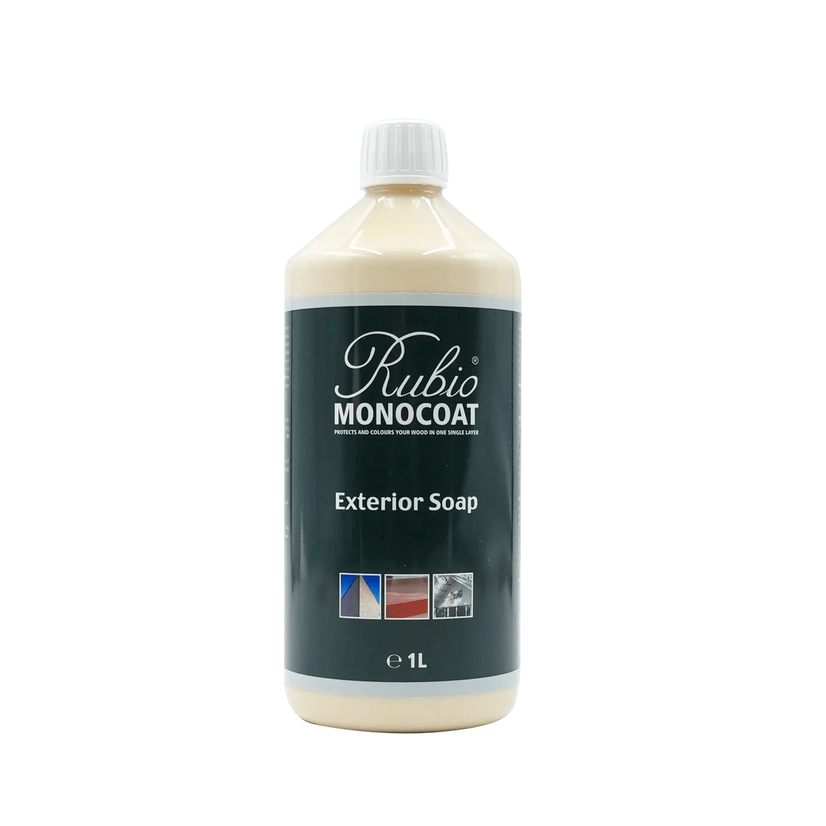 Rubio Monocoat Exterior Soap i 1 L flaske til rengøring af udvendigt træ