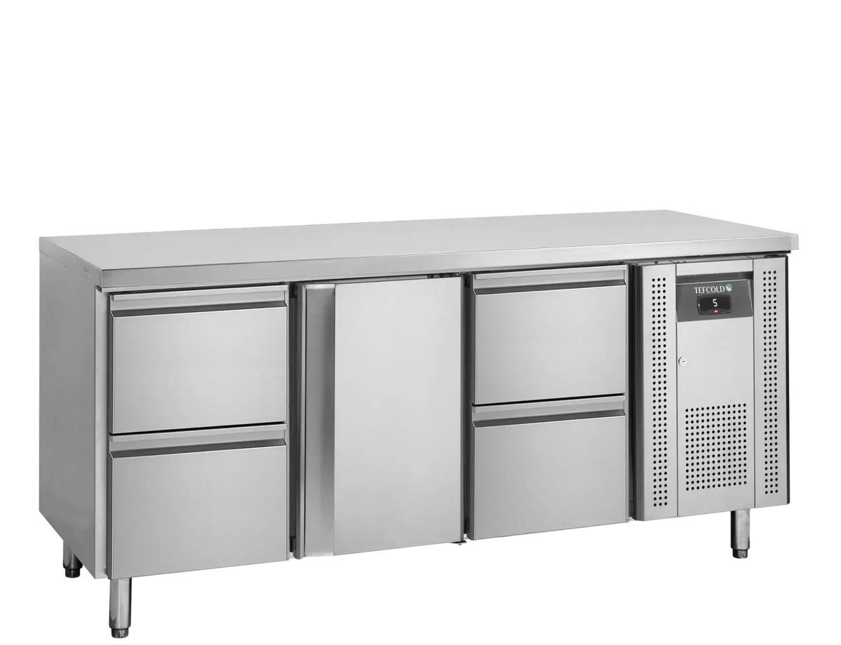 Tefcold kølebord model F 2d p 2d med skuffer, dør og skuffe til restaurant