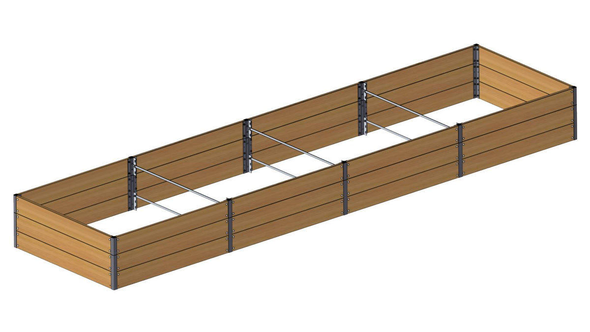 Langt højbed i planker af sibirisk lærk fra GrowCamp, 45 x 120 x 480 cm