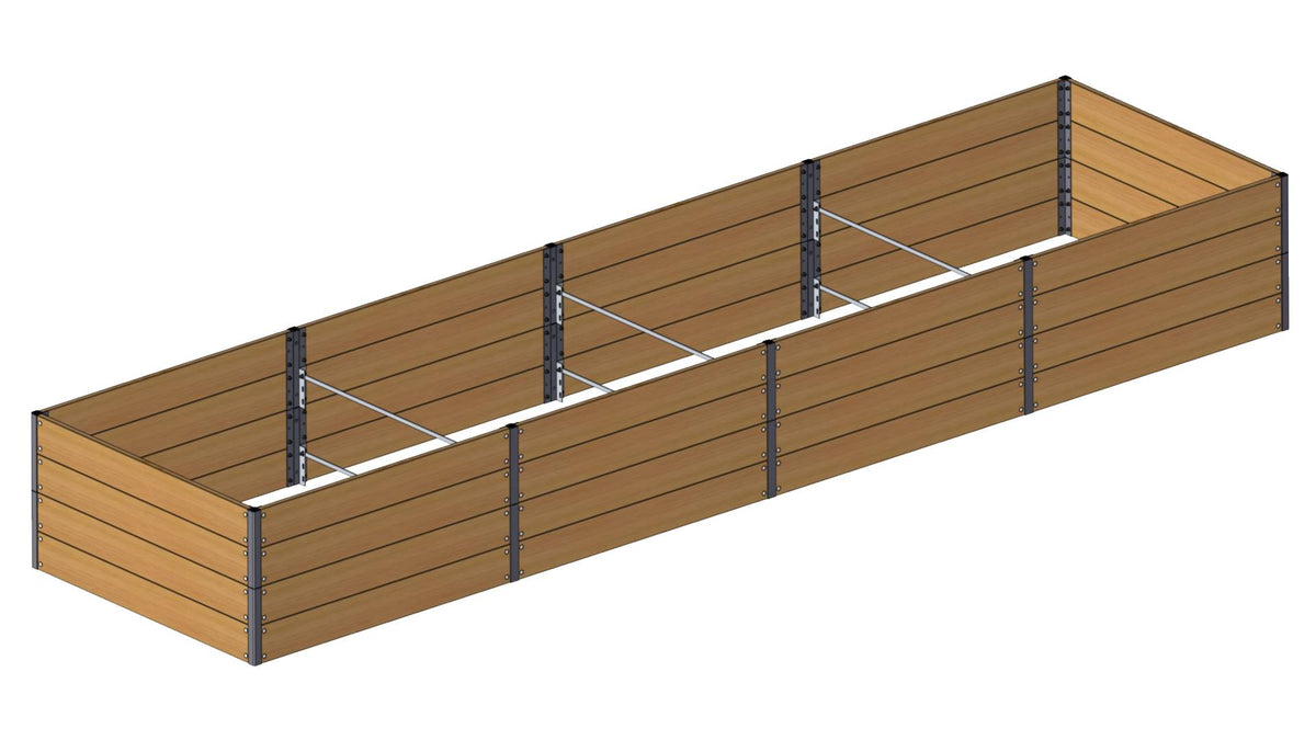 Langt højbed i planker af sibirisk lærk fra GrowCamp, 60 x 120 x 480 cm